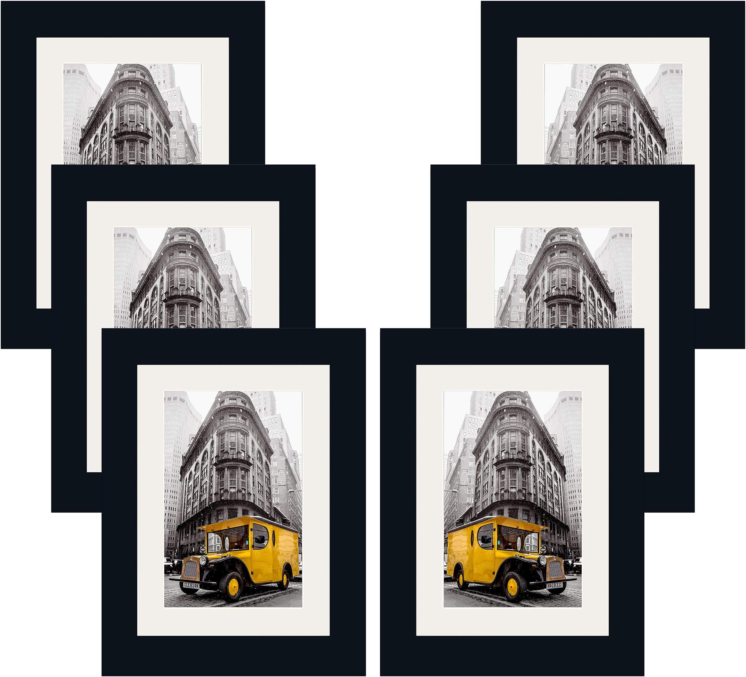 Solid Wood Picture Frame with 2MM Reinforced Glass, Frame for Photo, Hangers for Horizontal or Vertical Display (Black, 5x7 with 4x6 Opening)