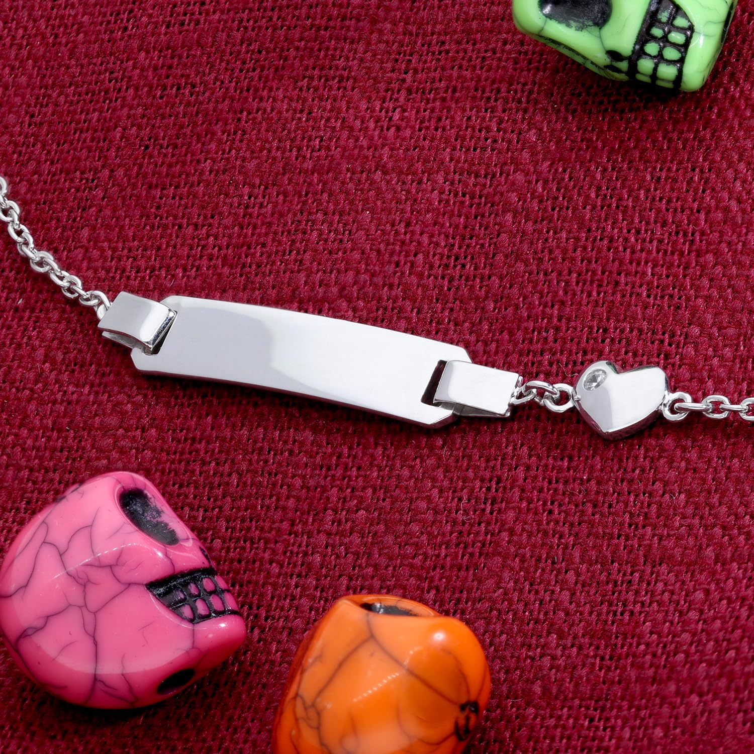 trendor Pulsera infantil grabada con forma de corazón, banda plateada con nombre, 16/14 cm, 21628