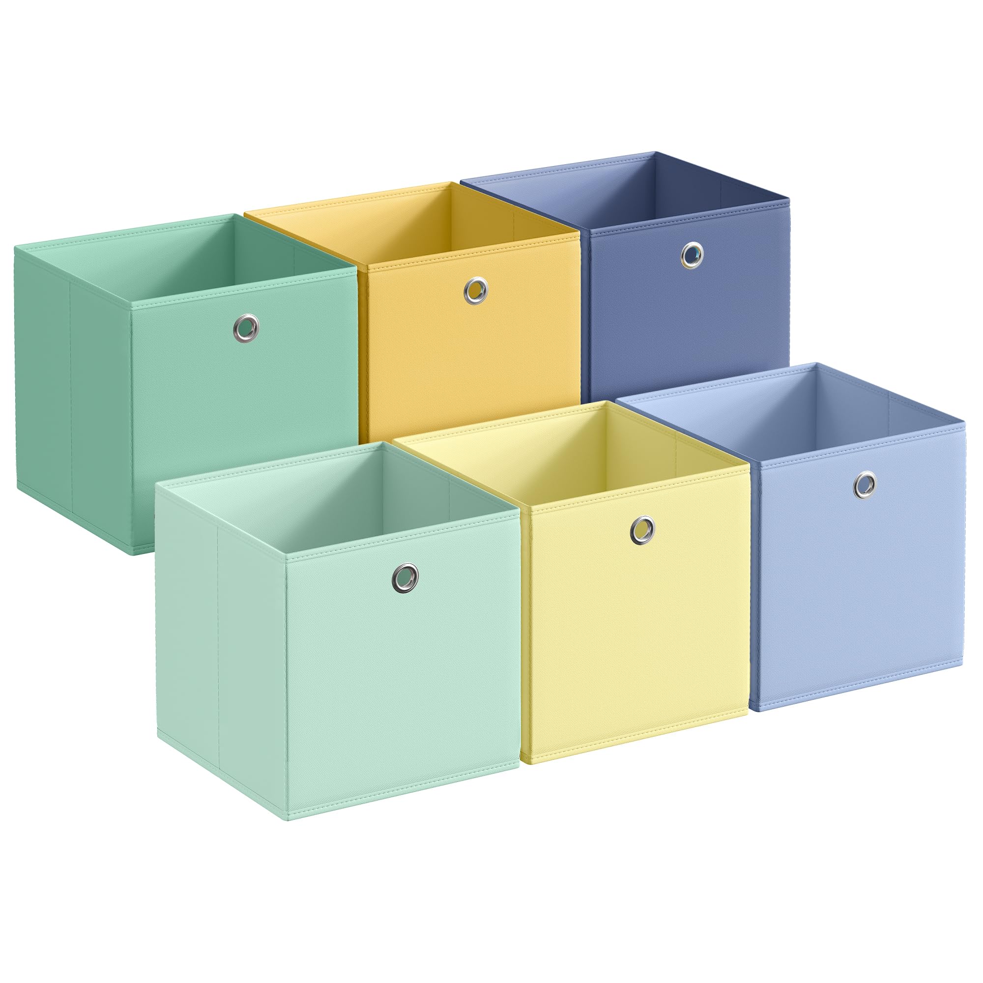 SONGMICS Caja de Almacenaje, Juego de 6, sin Olores, Organizadores Plegables, 33 x 33 x 33 cm, Tela, para Estantería Cúbica, de Colores, Cesta de Almacenaje, para Dormitorio, Salón RFB233XA08