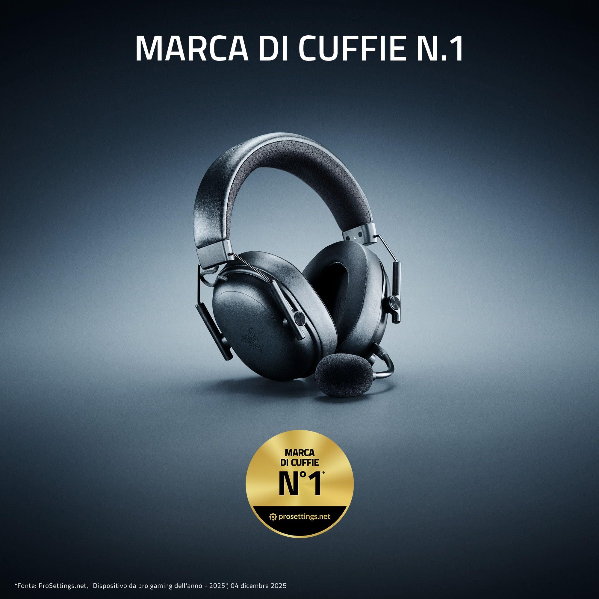 Razer BlackShark V3 - Cuffie wireless per eSport - Driver TriForce da 50 mm - Microfono a banda larga rimovibile - THX Spatial Audio - Wireless 2,4 GHz & Bluetooth - Profili FPS - PC/Mac | Nero