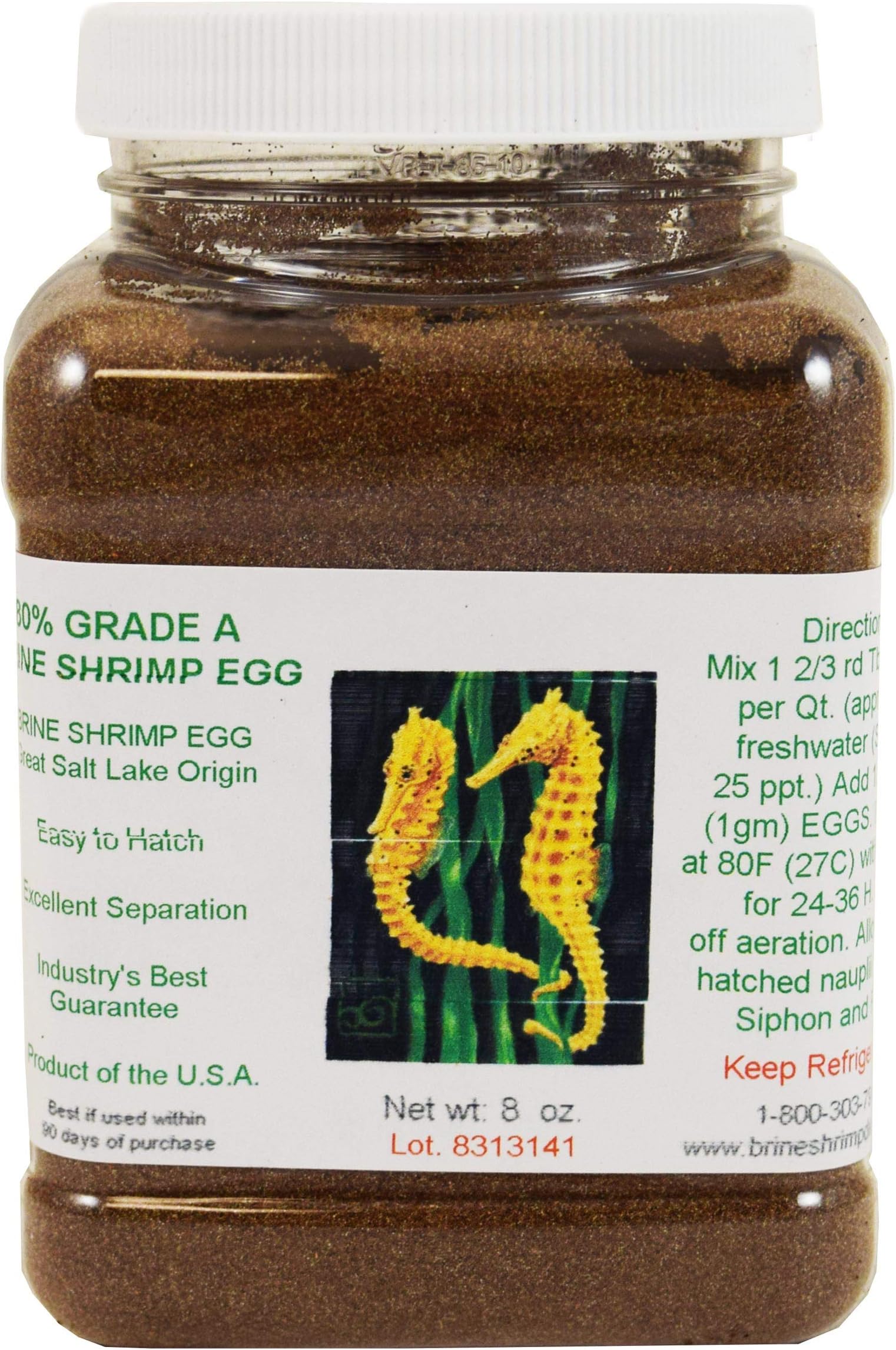Brine Shrimp Egg, Grade A (minimum 80% Hatch) 8 oz