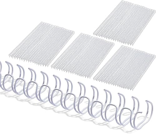 Espinillas de encuadernación de alambre de doble lazo, capacidad de 70 hojas (blanco, 38 in, 31 paso, 100 unidades)
