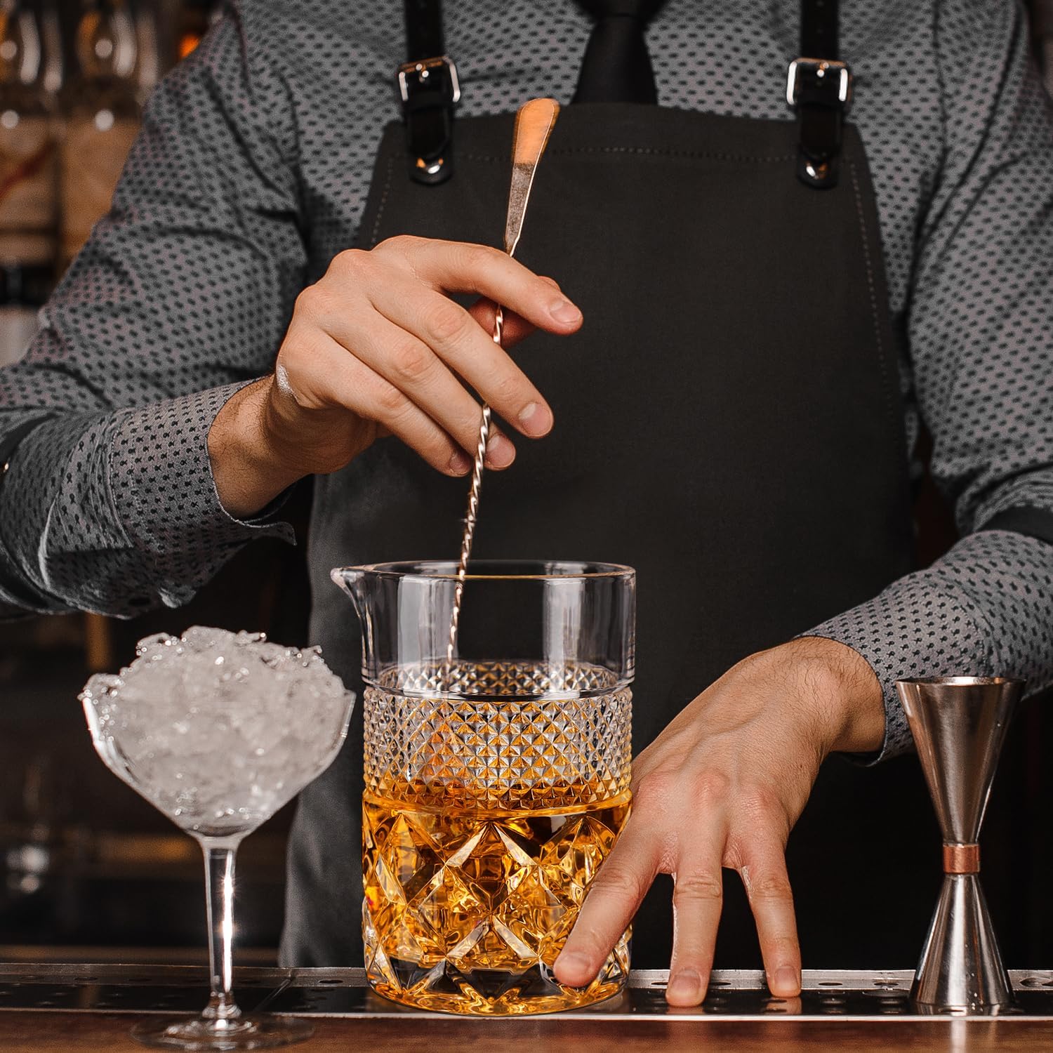 Cotail Mixing Glass, Crystal Pitcher Thi Base Design Bartending
