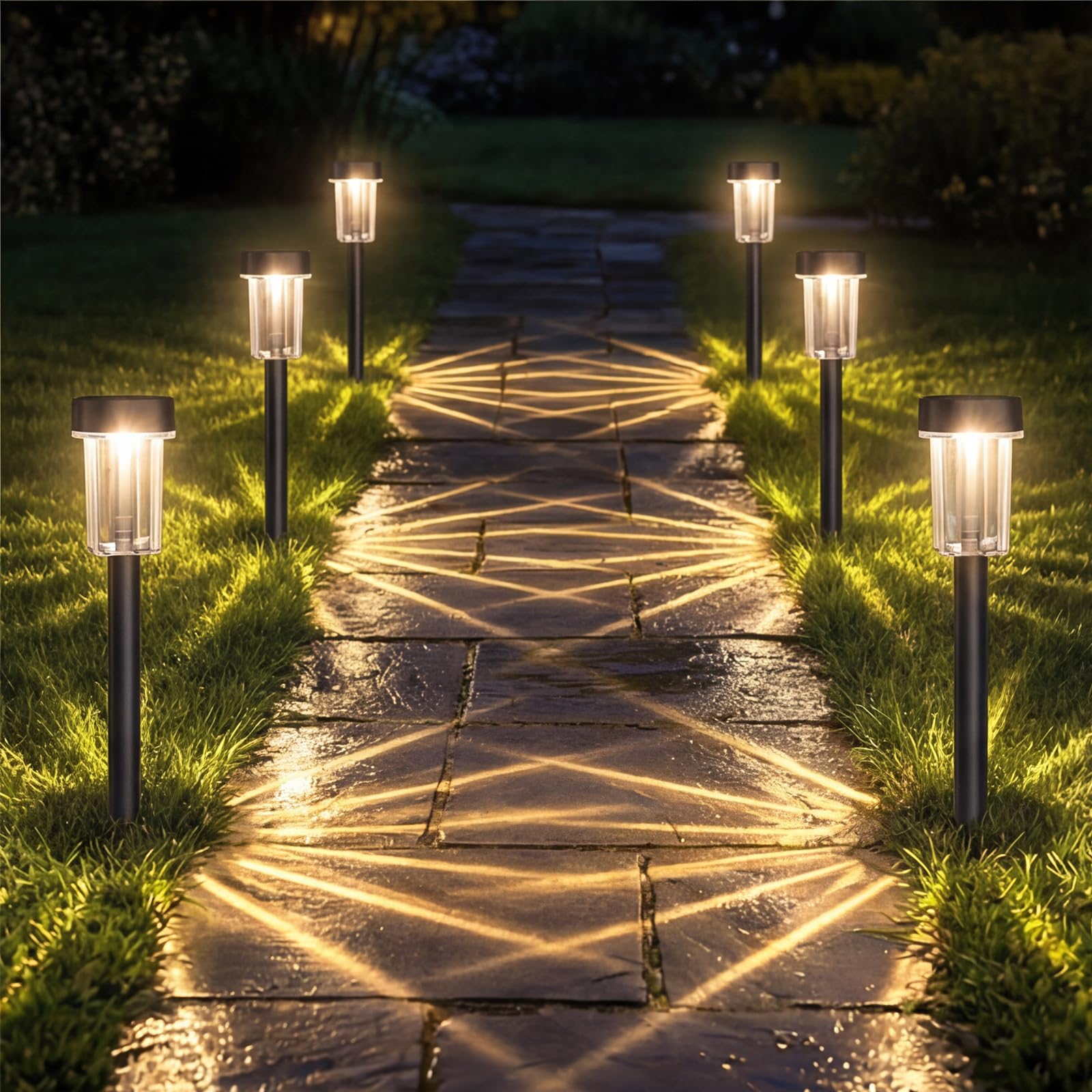 Liyade LED Solarleuchten Garten, 6 Stück Solarlampen für Außen Garten, Warmweiß LED Gartenleuchten für Außen, IP65 Wasserdicht Solarleuchten Garten Deko für Garten, Rasen, Terrasse, Hof, Wege, Gehweg