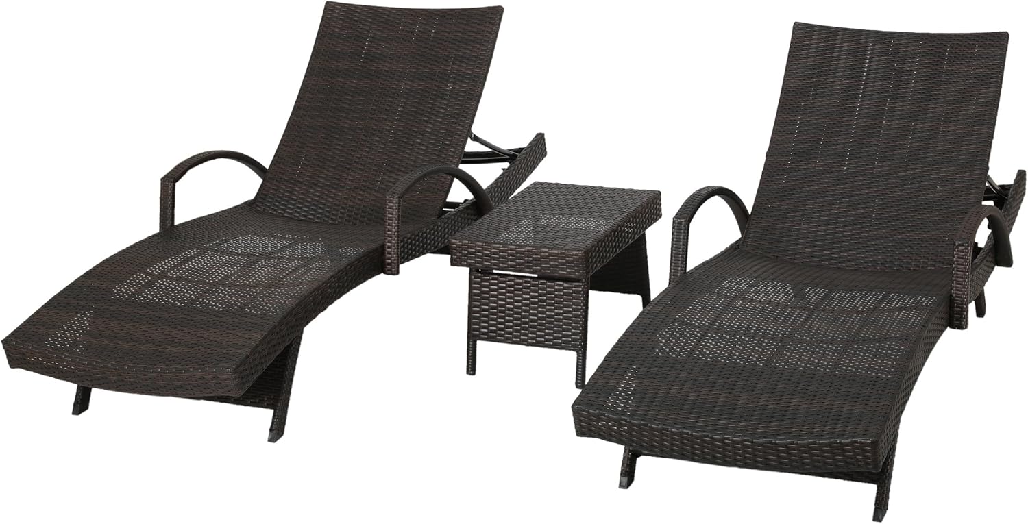 Christopher Knight Home Salem Outdoor Wicker Adjustable Chaise Lounges with Arms