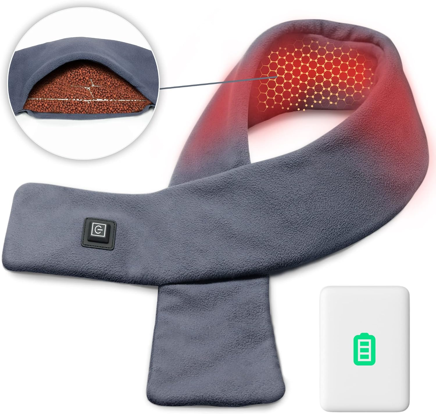 UTK Neck Heating Pad, Tourmaline and Far Infrared Cordless Heating Pad, Portable Neck Heating Pad for Neck Pain, Heated Neck Wrap with Soft Lightweight Polar Fleece, Heated Scarf