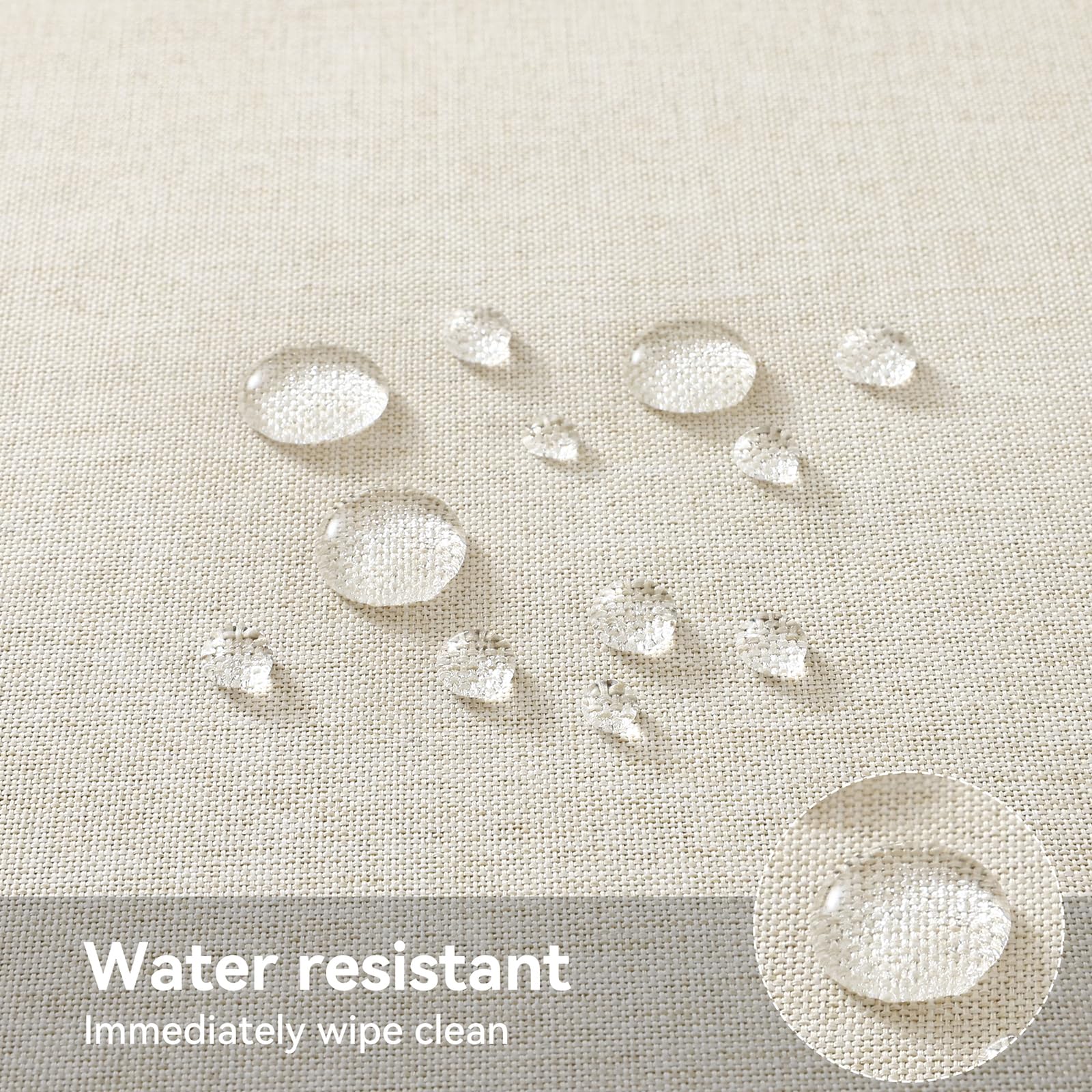 smiry Faux Linen Table Cloth Rectangular 140x220cm, Water resistant Tablecloth with Flannel Backing - Image 4