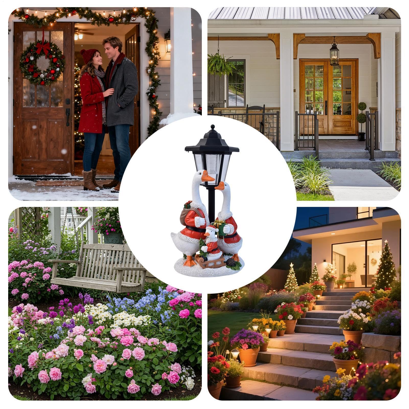 Estatua De Ganso Decoraciones Navideñas Con Sensor Automático Y Luz LED