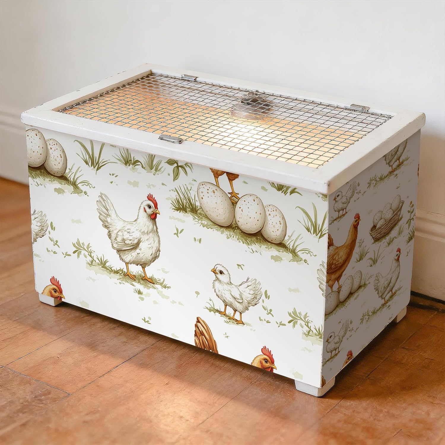 YENHOME Vintage Chicken Farmhouse Wallpaper Stick and Peel 17.5" X23ft Watercolor Rustic Cottage Core Self Adhesive Removable Chicken Wallpaper Contact Paper for Kitchen Cabinets Small Nursery Coop