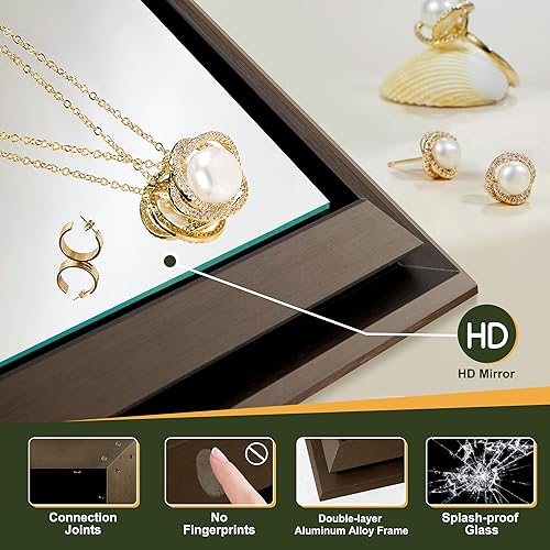 Miniatura 6 de NicBex Espejo de tocador de baño de 60 x 30 pulgadas, marco de aleación de aluminio, espejo montado en la pared para dormitorio, vestidor, sala de