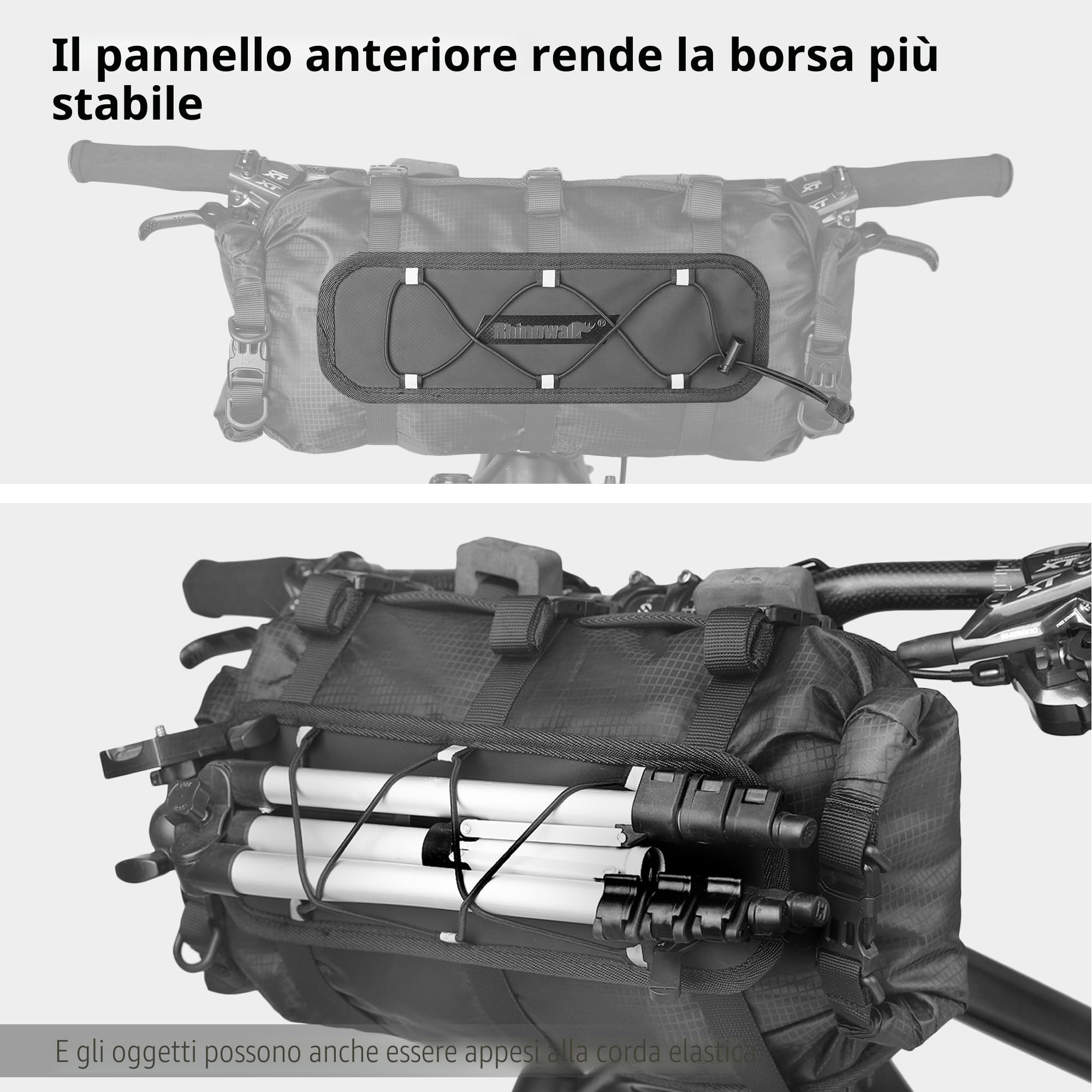 Rhinowalk Borsa impermeabile Dry Bag 12L anteriore per bicicletta a tracolla grande capacità per Bikepacking