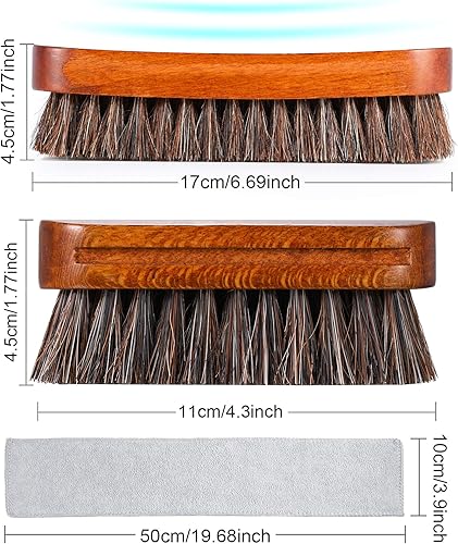 Miniatura 2 de YoungJoy Kit de pulido de zapatos de crin de caballo de 3 piezas, cepillo de brillo, aplicadores para el cuidado del calzado