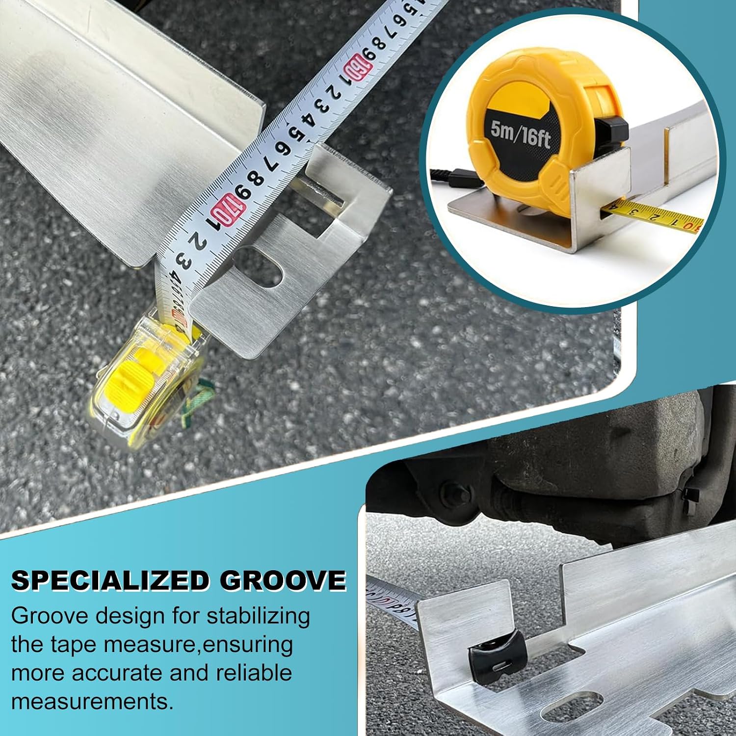 Heavy Duty Toe Alignment Tool Plates Upgrade Stainless Steel Wheel Alignment Tool Plate with Tape Measures Connection Sheet, Hanging Holes for Easy Wall-Mounted Storage, Car, Truck, SUV Silver