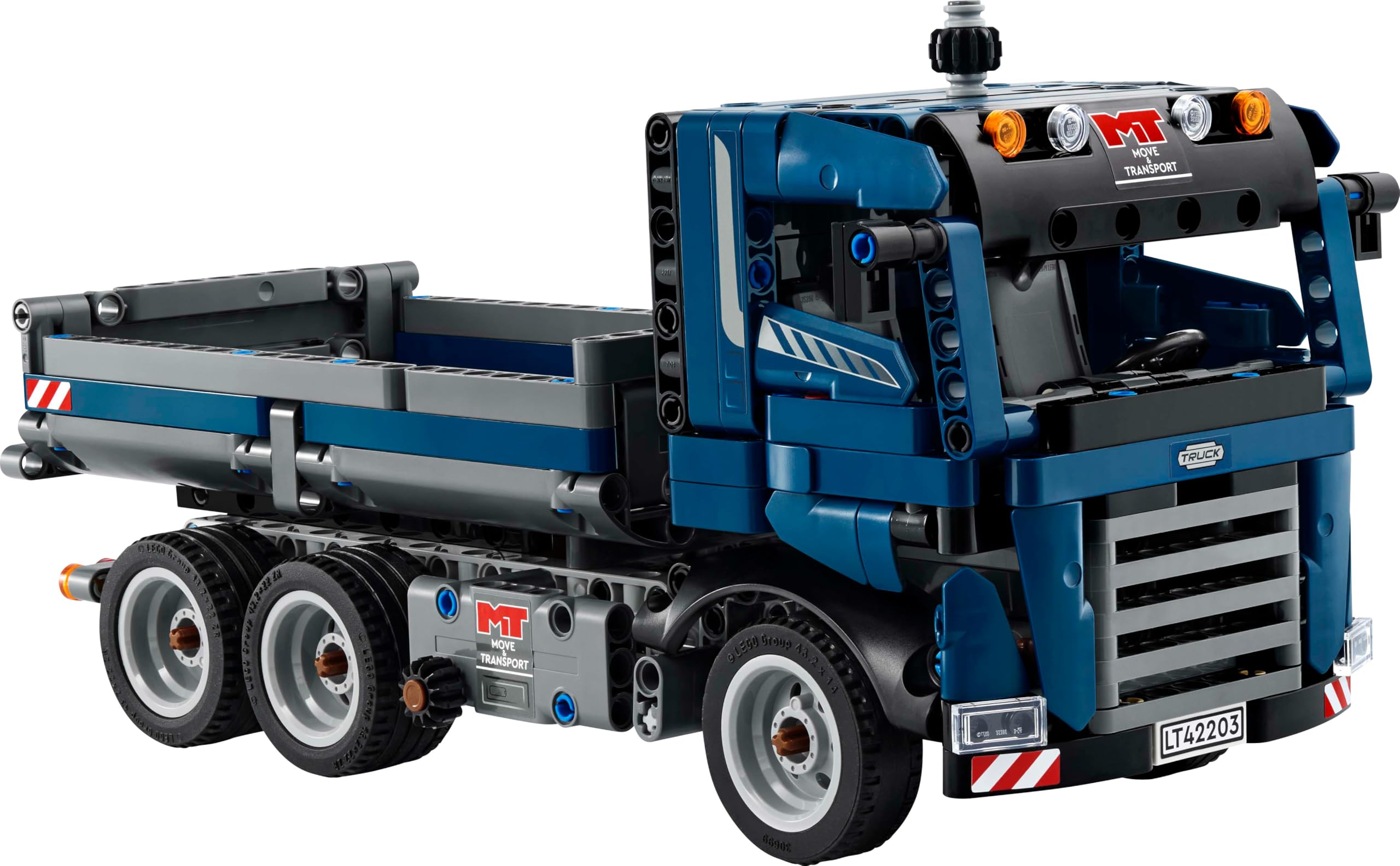 LEGO Technic Volquete Basculante, Vehículo de Obra y Construcción de Juguete, Camión Azul para Construir con Dirección y Caja Móvil, Regalo de Cumpleaños para Niños y Niñas de 9 Años o Más 42203