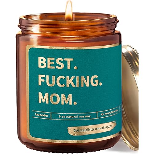 Best Mom Ever Funny Lavender Vanilla Scented Candle, 100% Soy Wax, Long Burning - Mom Birthday Gifts from Daughter Son Kids - Funny Birthday Present Idea for Women, Christmas Gift for Mothers