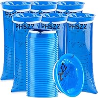 Vista 1 de Paquete de 40 bolsas de vómito desechables, resistentes a fugas, bolsa portátil azul para vómitos, 33.8 fl oz Emesis Vomit, vómito para vómito