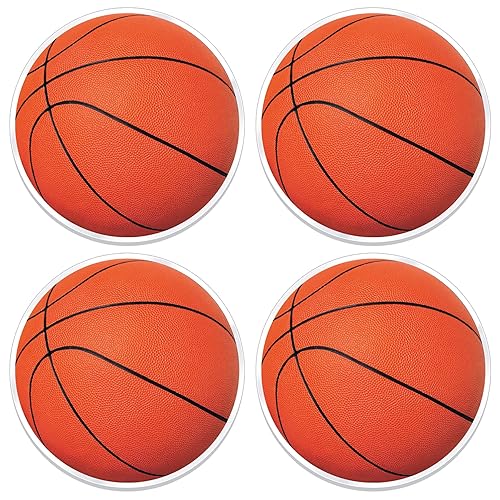 Beistle Plastic Basketball Placemats, Set of 4, Round Sports-Themed Table