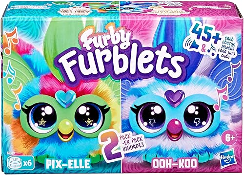 Miniatura 2 de FURBY Furblets - Paquete de 2, Mini Friends Pix-Elle & Ooh-Koo, más de 45 sonidos cada uno, frases de música y furbish, juguetes de peluche