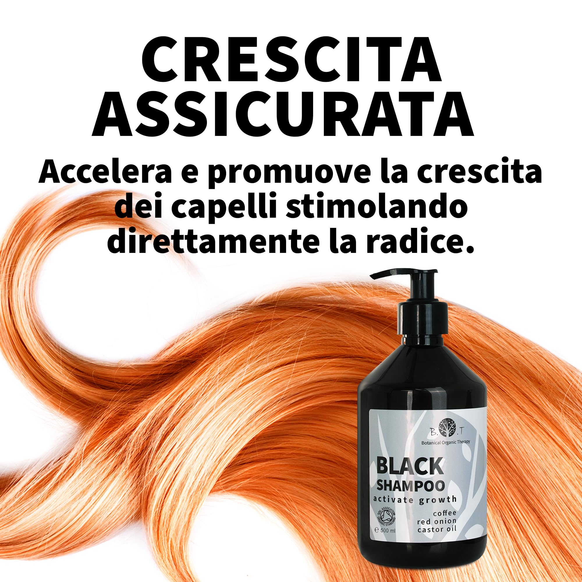 Shampoo alla Cipolla, Caffeina e Olio Ricino Capelli Volumizzante, Rinforzante, Anticaduta, Antiforfora e Attivatore Crescita Capelli Senza Solfati - 2000 ml