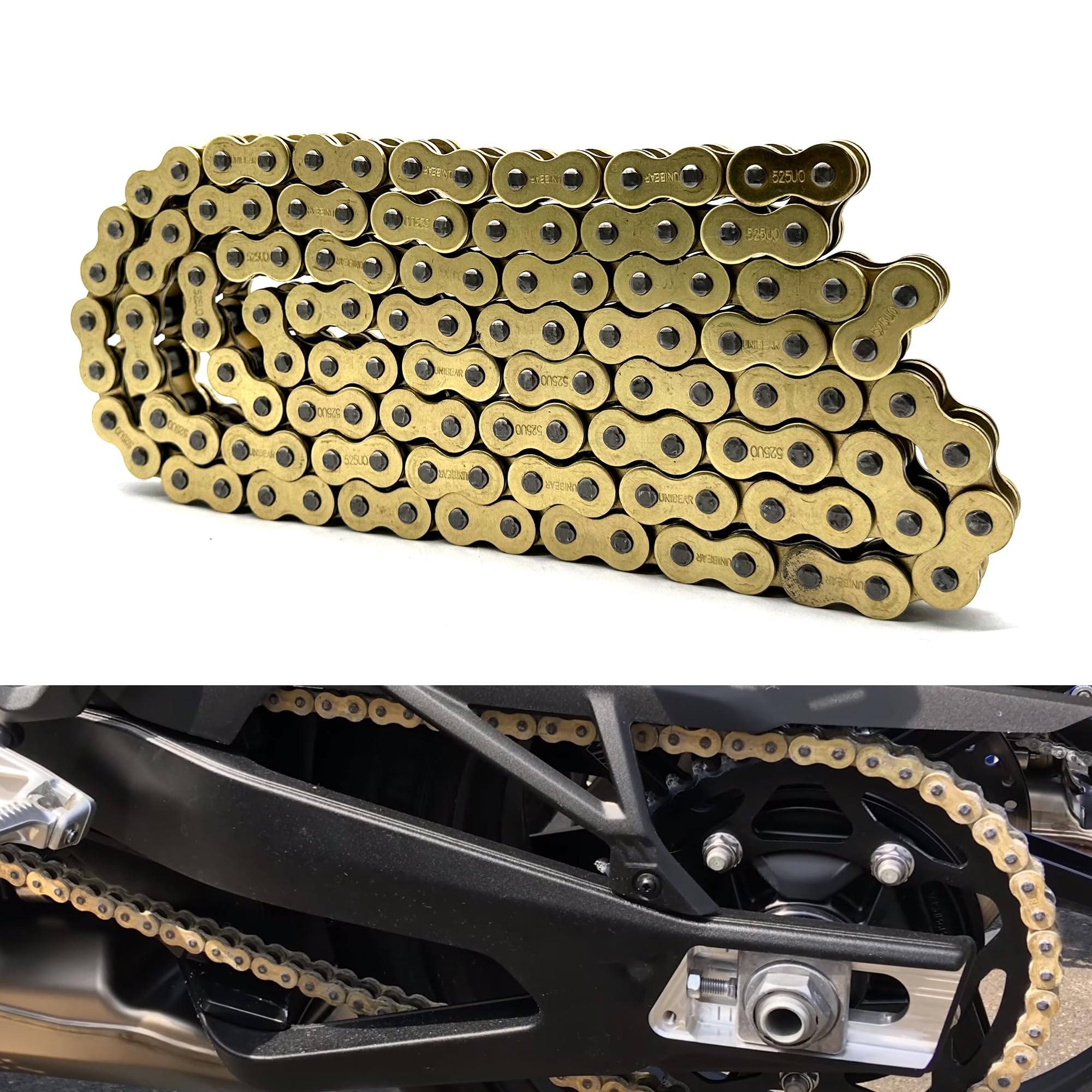 Arashi Catena di trasmissione con O-ring 520, 120 maglie con maglia di giunzione, resistenza alla trazione 8,500 libbre Ricambi e accessori per moto Oro