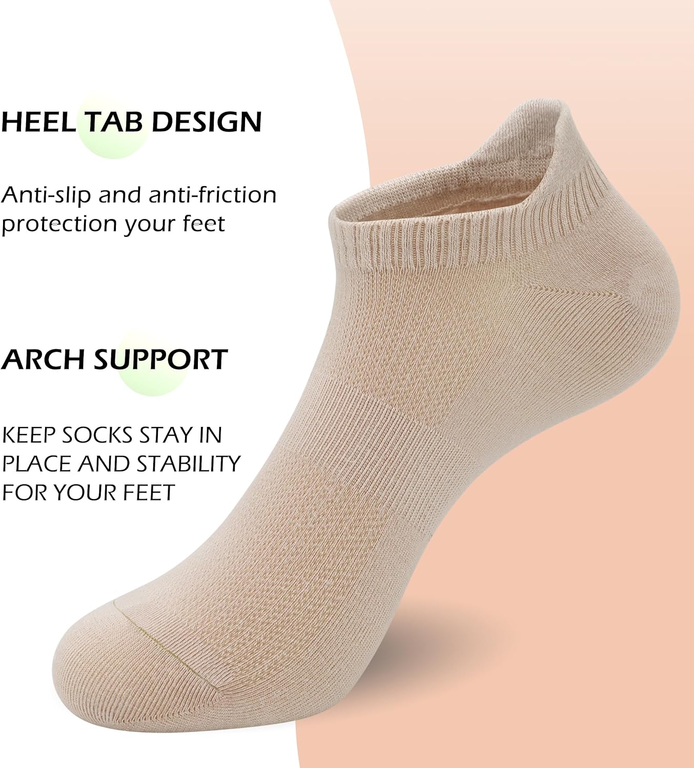 SERISIMPLE Women Ultra Thin Socks Viscose Bamboo Low Cut No Show Ventilating Ankle Anti Odor Arch Support Mesh Socks 5 Pairs - Image 3
