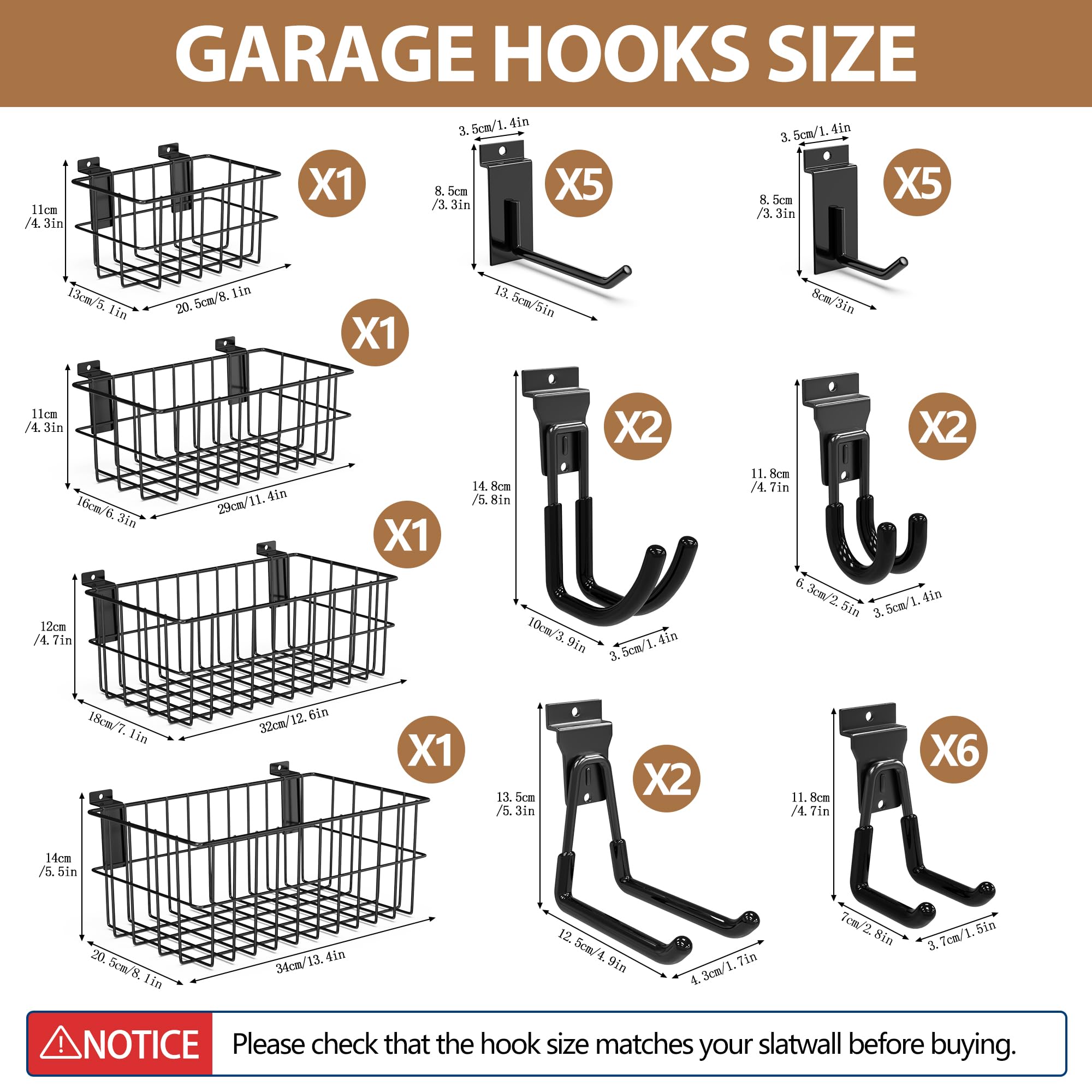 Laofeei20Stück Wandhaken Garage Haken Schwerlast Doppelhaken Multi Größe Garage Storage Hooks für Leiter Garten Fahrrad Geräte
