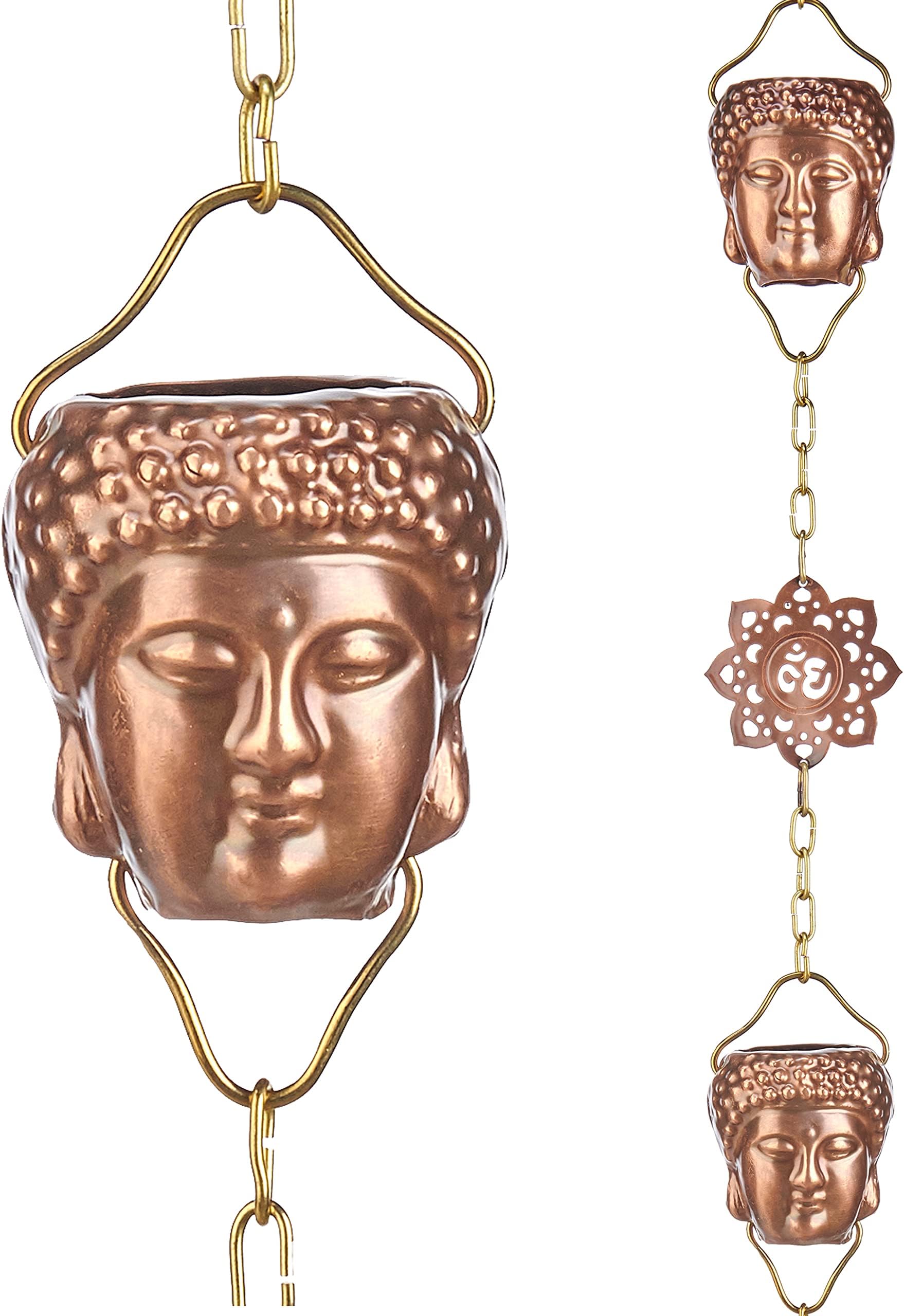 Good Directions 474P-8 Buddha Head Rain Chain 8-1/2 Feet Long, 12 Large Figures,100% Pure Copper