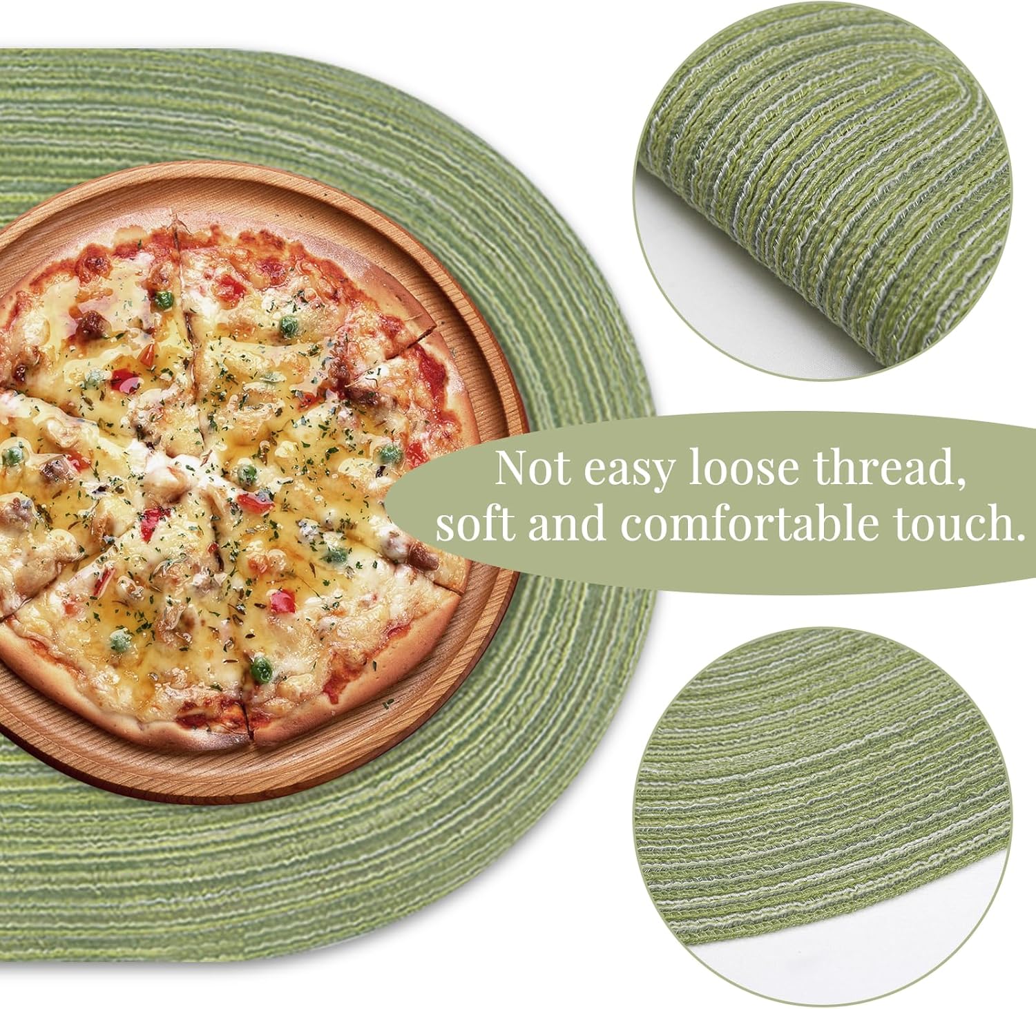 JeogYong Oval Placemats Set of 6 Washable Placemats Woven Placemats 14 x 20 Inch Oval Heat-Resistant Table Mats for Dining Tables, Indoor & Outdoor Decorations (Beige)