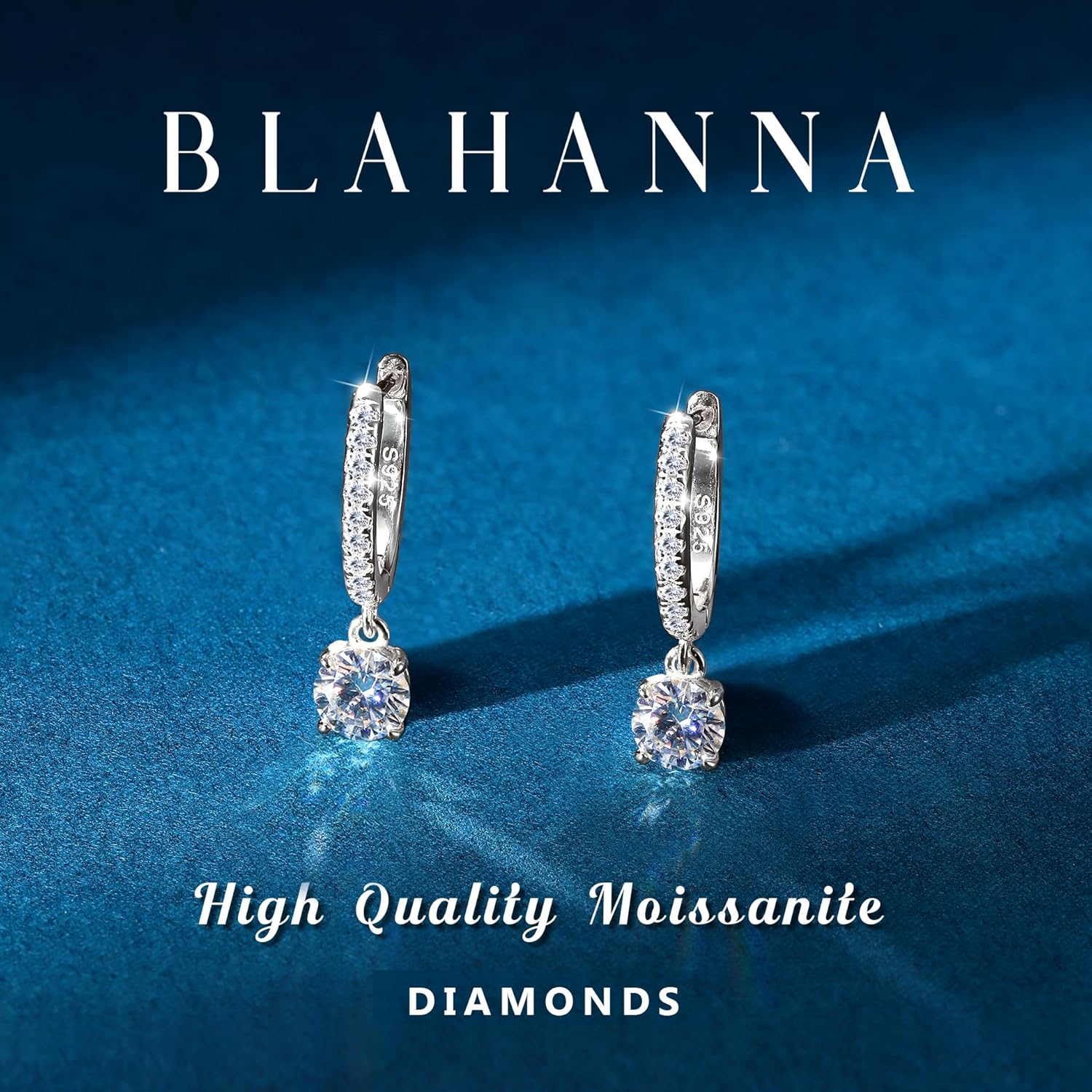 Moissanite Earrings, Sterling Silver Hoop Earring 1.0ct-2.0ct D Color Brilliant Hypoallergenic Earring for Women Men Drop Dangle Moissanite Leverback Mother's Day Gift