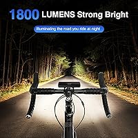 Vista 2 de 1800 Lumen Bike Light, Front and Back Bicycle Lights for Night Riding, Super Bright USB Rechargeable Bike Light with High Beam Low Beam for Men