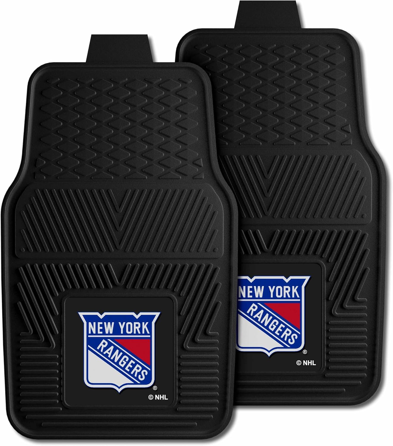 FANMATS 10474 New York Rangers 2-Piece Heavy Duty Vinyl Car Mat Set, Front Row Floor Mats, All Weather Protection, Universal Fit, Deep Resevoir Design