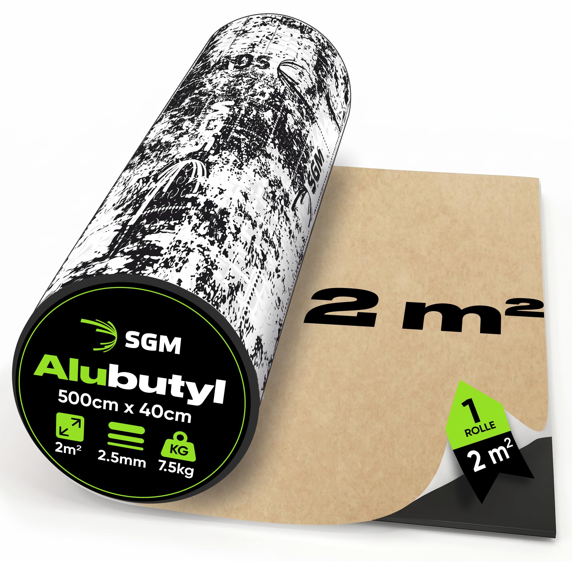 SGM Black Premium Auto Schalldämpfungsmatte 2 mm 2 sqm Automotive Schalldämpfer Selbstklebend Butyl Auto Schalldämpfung Material, Audio Geräuschdämmung und Dämpfungsrolle