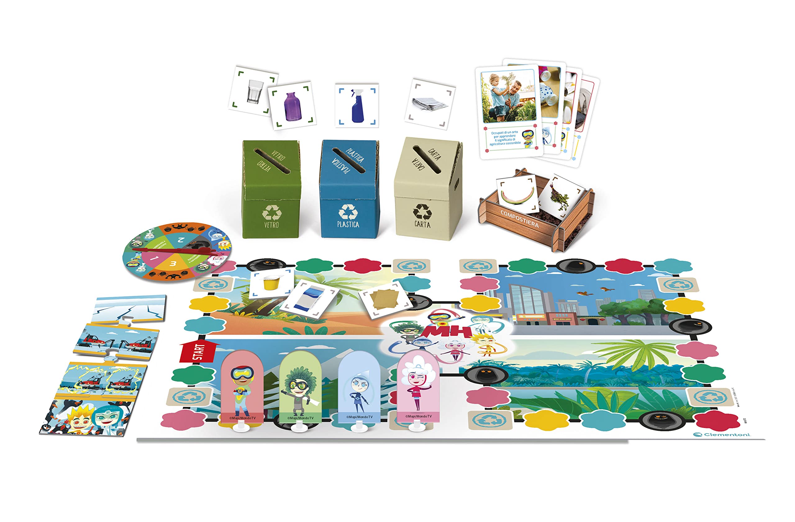 Clementoni - 16348 - Meteo Heroes - Salviamo Il Pianeta, Gioco di logica - Gioco educativo 4 Anni - flashcards - Gioco da Tavolo per Bambini - Play for Future - Made in Italy, Multicolore
