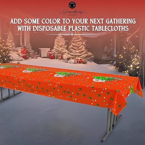 Miniatura 7 de Grandipity Paquete de 6 manteles de plástico desechables de calidad prémium con Papá Noel, 54 x 108 pulgadas, manteles rectangulares para mesa