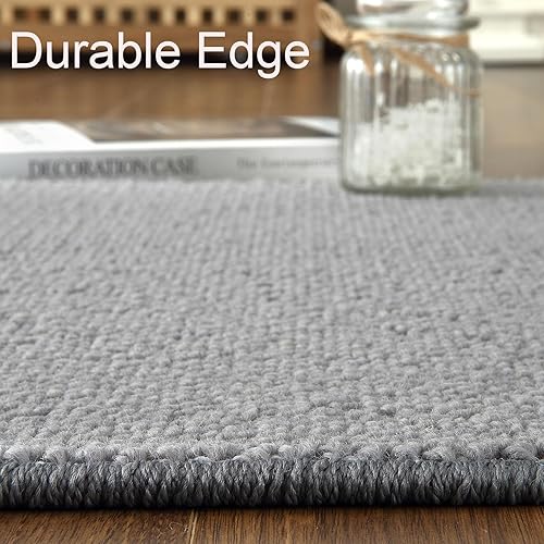 Miniatura 4 de Alfombra de lana natural sólida hecha a mano de 2 x 8 pies, no se desprende, duradera, lujosa alfombra de lana natural para sala de estar,