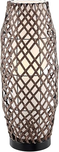 Lite Source Baran - Lámpara de mesa inalámbrica LED con batería de ratán negro