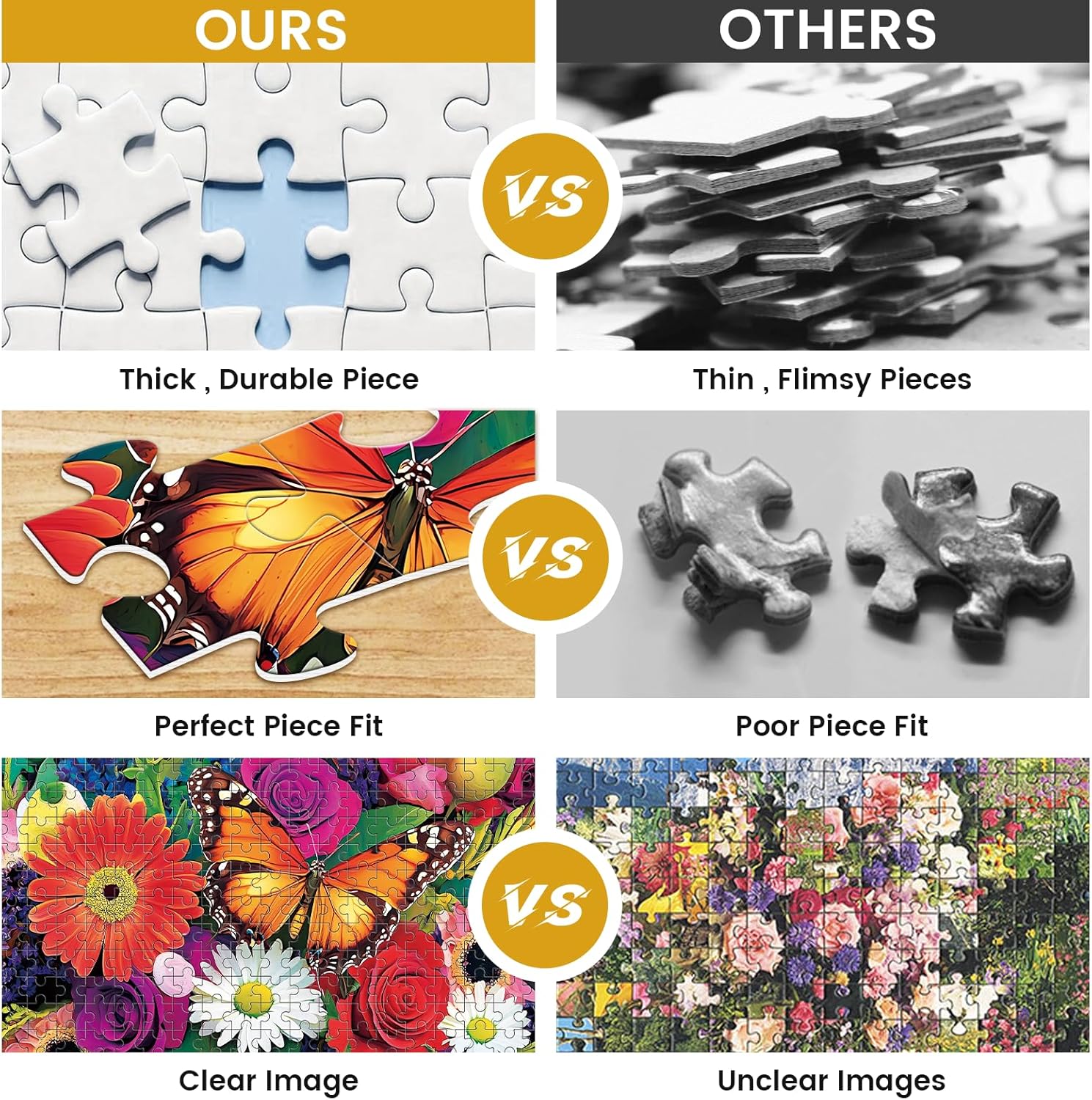 2-Pack 500 Pieces Puzzles for Adults, Flower Hummingbird Puzzles 500 Pieces Butterfly Jigsaw Puzzles for Adults, Birthday Party for Family, Game Nights Gifts