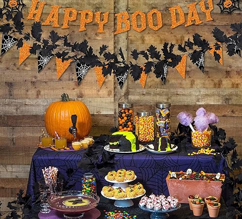 Miniatura 5 de RECUTMS Guirnalda de hojas negras, 2 unidades, 5.7 pies, Halloween, otoño, artificial, colgante, decoración de vid de otoño, arce para el hogar