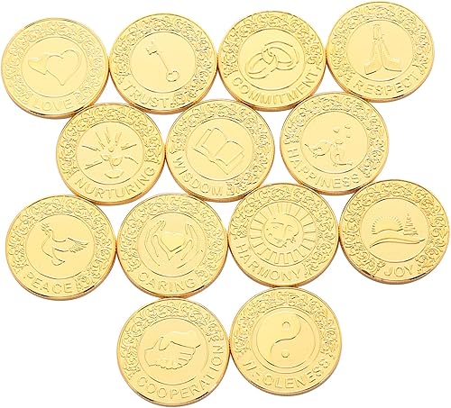 Miniatura 3 de TINGKU Boda Católica Inglés Monedas de oro, Centros de mesa para bodas,Recuerdos para boda con caja en forma de corazón de diamante,Recuerdos de