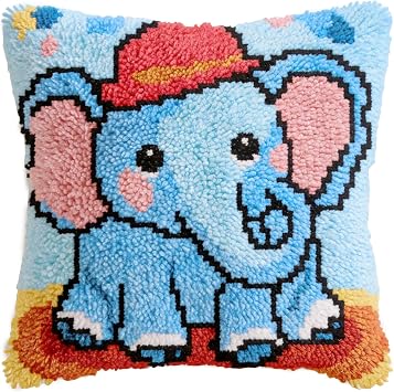 Alongen DIY Latch Hook Kit for Beginners   Cute Animals Pillow Kit