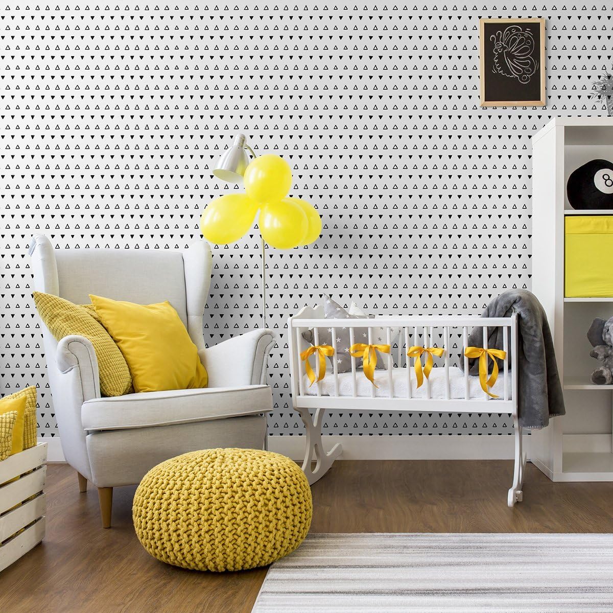 Walls By Me Peel and Stick Black and White Geometric Baby Removable Wallpaper 3464-2ft x 4ft (61x122cm)