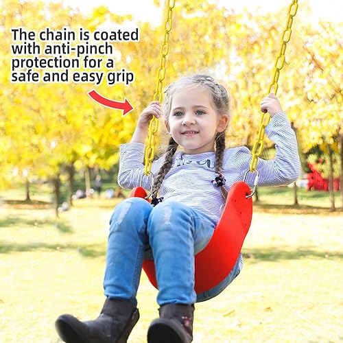 Miniatura 6 de AGPTEK - Juego de columpios de plástico suave EVA, con cadenas resistentes al óxido de 66 pulgadas, color rojo