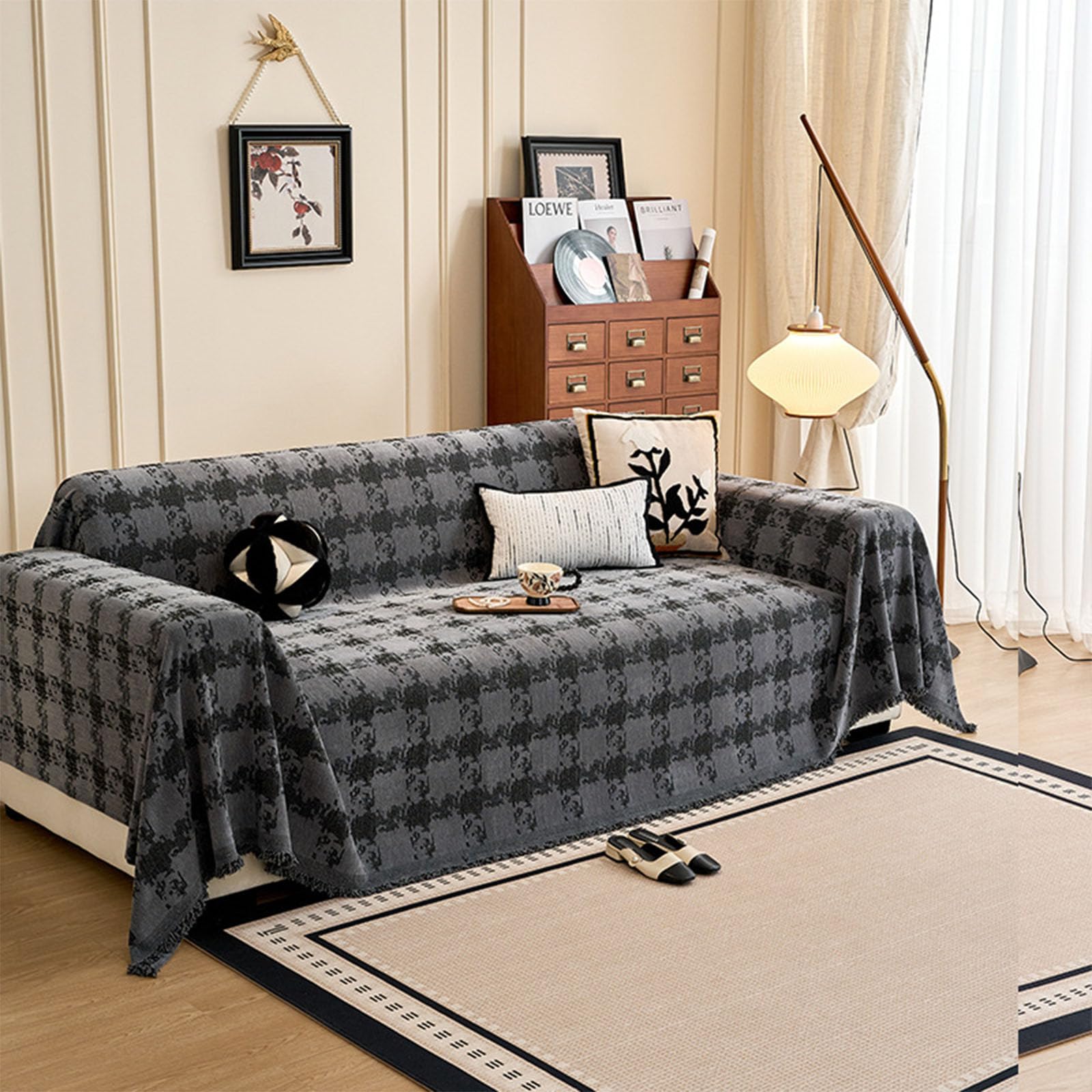 Housse de sofa en chenille antidérapante et lavable intégrale