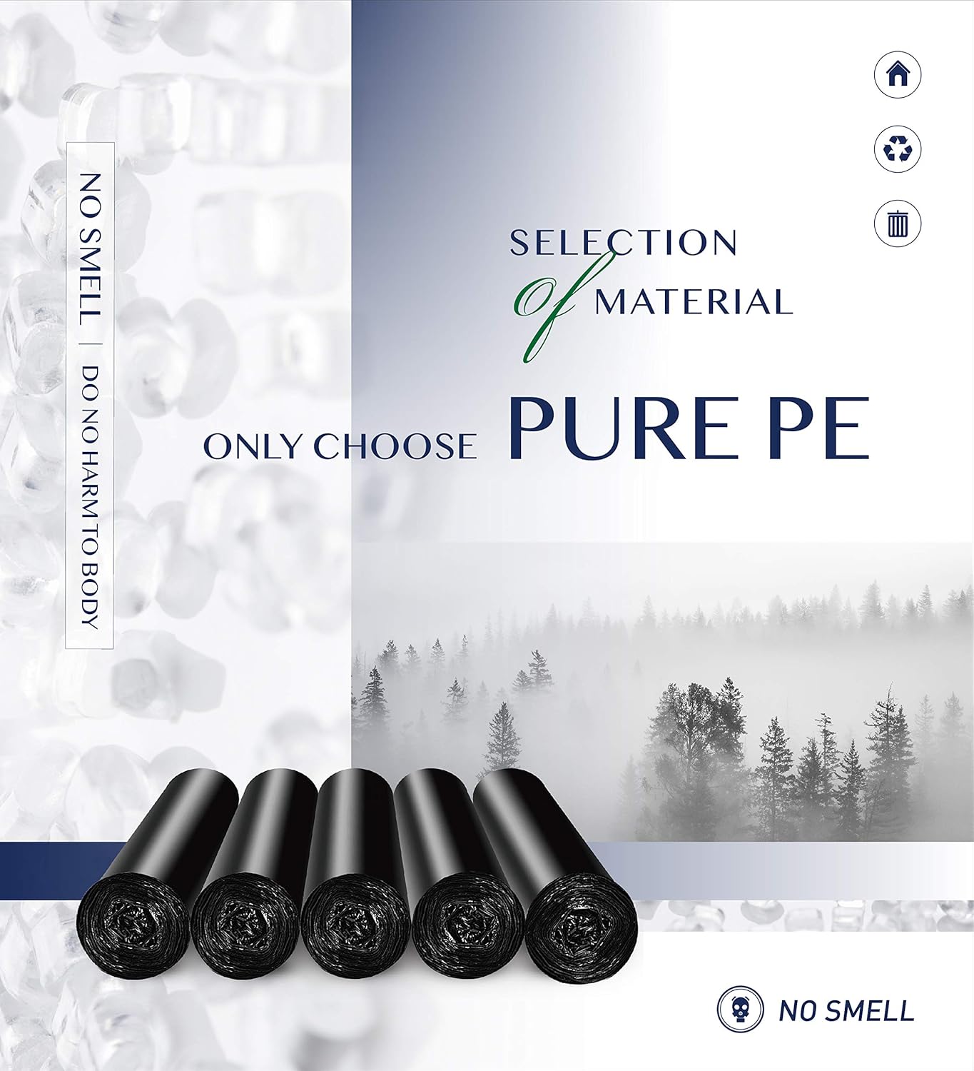 FORID Small Black Trash Bags, 4 Gallon Garbage Bags, 220 Counts Strong Plastic Trash Can Liners 15 Liter for Kitchen Bathroom Office Waste Basket - Durable & Thick Trash Bag 4 Gal (Pack of 220)
