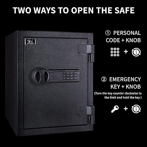 Miniatura 4 de TIGERKING Caja fuerte ignífuga de 3.47 pies cúbicos, caja fuerte grande de acero para el hogar con cerradura digital para el hogar y la oficina
