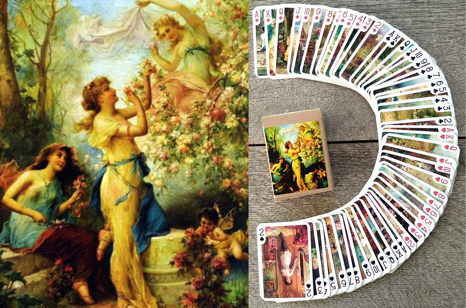 FLONZGIFT HANS ZATZKA Playing Cards (Poker Deck 54 Cards All Different) Vintage Retro Museum Painting Fantasy Pinup