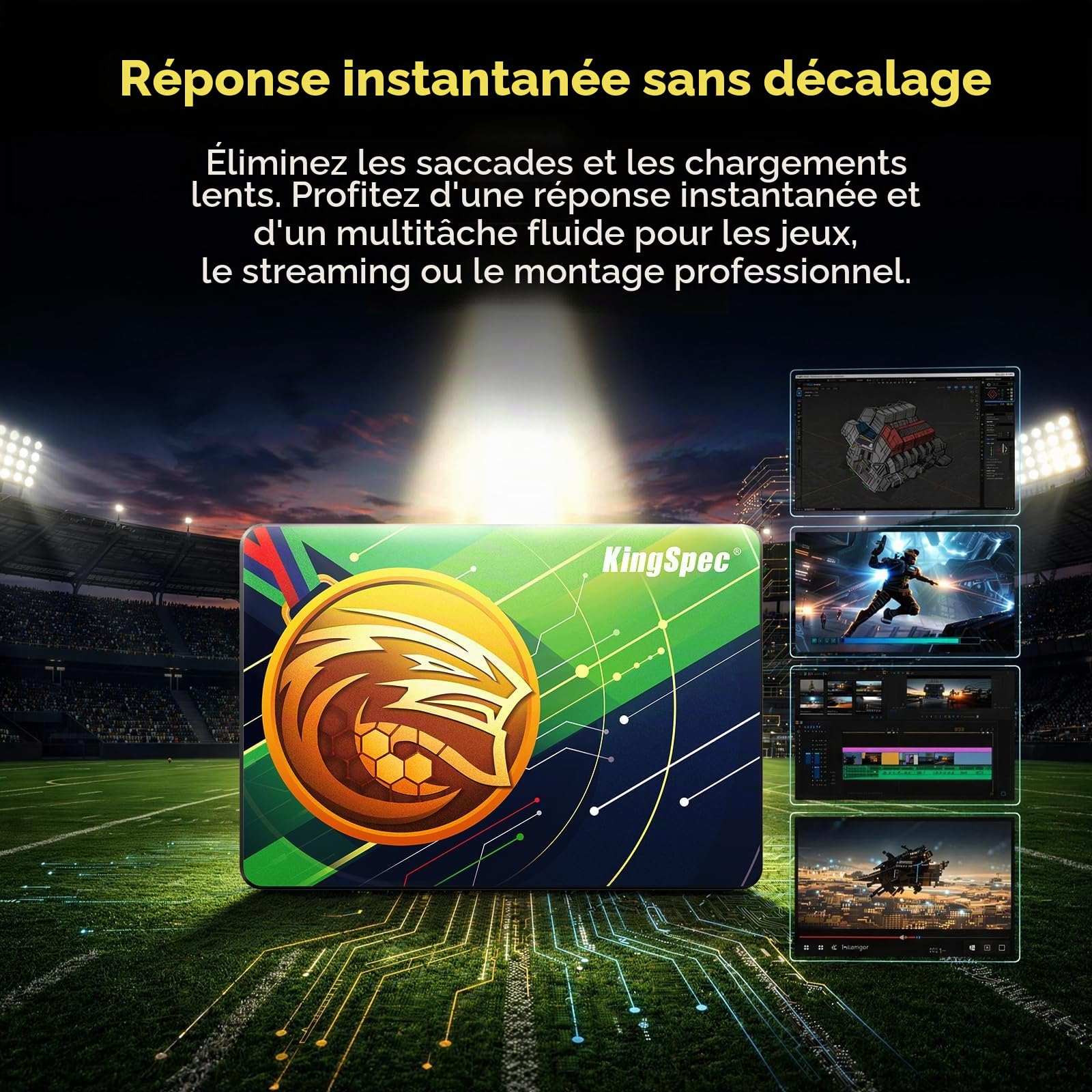 KingSpec SSD Interne 2 to 2,5" SATA III – Édition Championship, Lecture 560 Mo/s, 3D NAND – Réveillez Vos Anciens PC Portables, Fixes et Consoles de Jeu