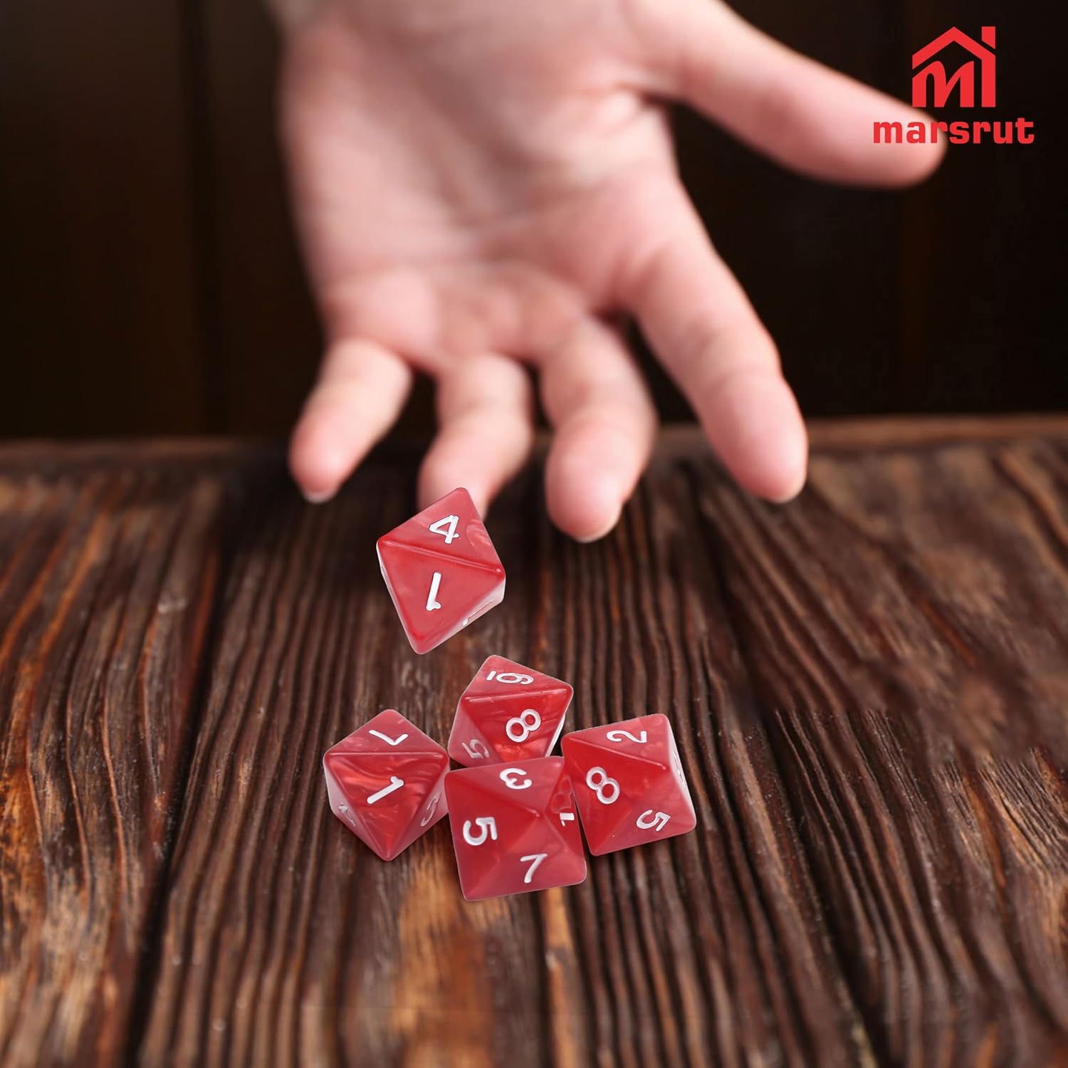 10Pcs 8 Sided Dice, D8 Assorted Polyhedral Dice Set with Numbers for Board Games DND RPG MTG Game Classroom Activities Party Table Gaming Fun, Mixed Assortment (Color: Red, 1 Inch)