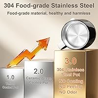 Vista 2 de Dezin Olla eléctrica para fideos rápidos, olla eléctrica de acero inoxidable de 1.6 litros, perfecta para ramen, huevo, pasta, albóndigas, sopa