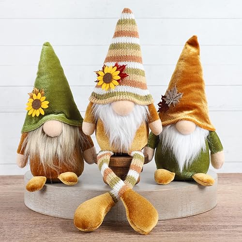 DAZONGE Decoración de Acción de Gracias, 3 gnomos de cosecha de felpa para decoración de bandejas escalonadas, decoraciones de Acción de Gracias